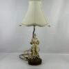 VTG Porcelain Table Lamp With Wooden Base