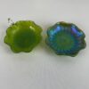 VTG Green Carnival Glass Dish Pair