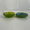 VTG Green Carnival Glass Dish Pair