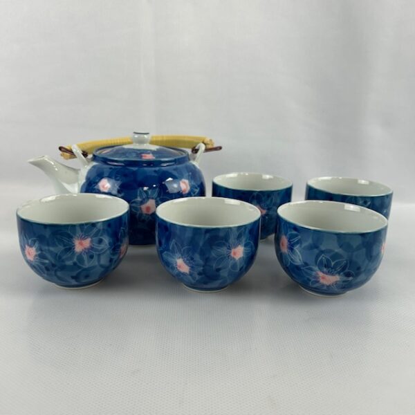 VTG Japanese Floral Tea Pot and Five Tea Cups Set