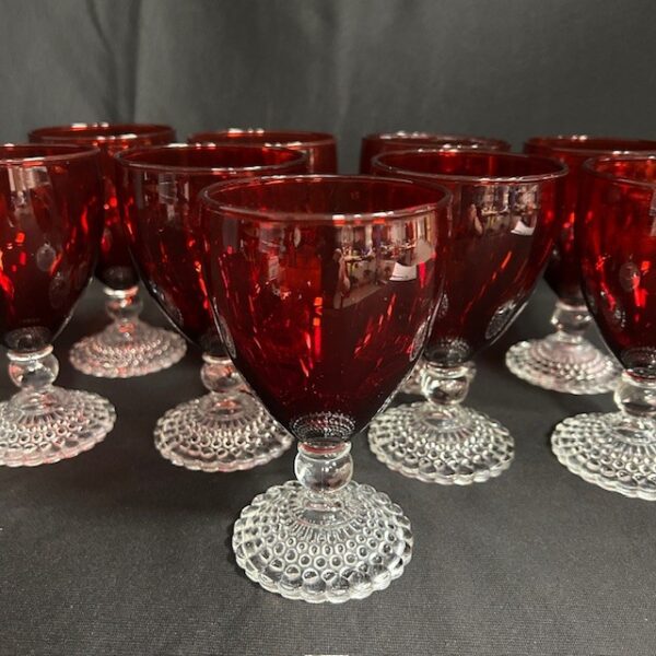 Nine Ruby Red Glasses with Boopie Stems