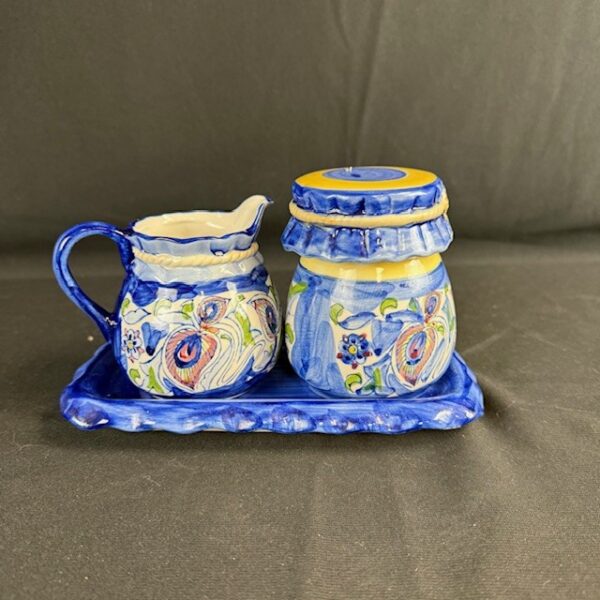 Ceramic Lidded Sugar & Creamer with Tray Set