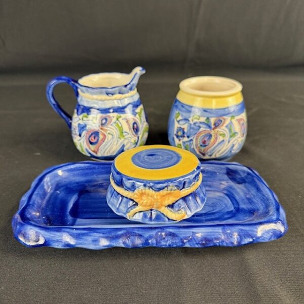 Ceramic Lidded Sugar & Creamer with Tray Set