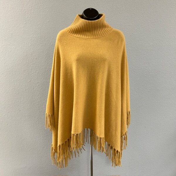 Minnie Rose Butterscotch 100% Cashmere Turtleneck Poncho OS