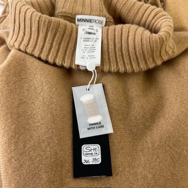 Minnie Rose Butterscotch 100% Cashmere Turtleneck Poncho OS