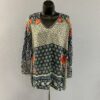 Johnny Was Cupra Rayon Gray Floral V-Neck Top - Size S