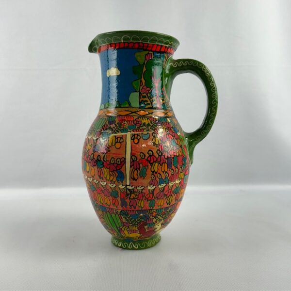 Vibrant Mexican Folk Art Pottery Pitcher