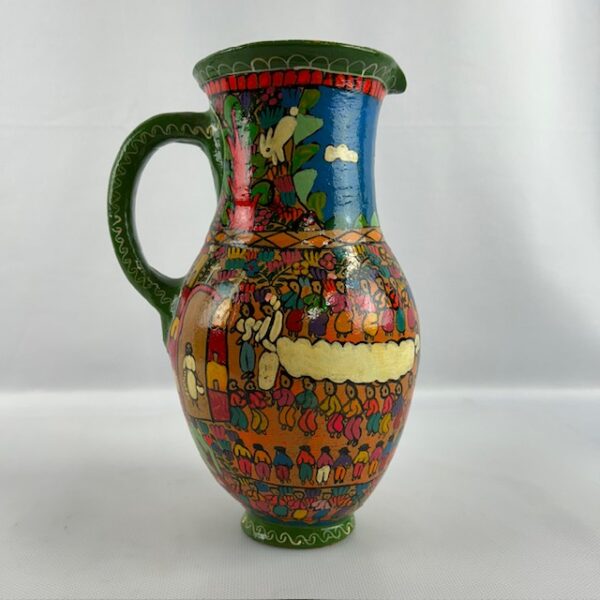 Vibrant Mexican Folk Art Pottery Pitcher