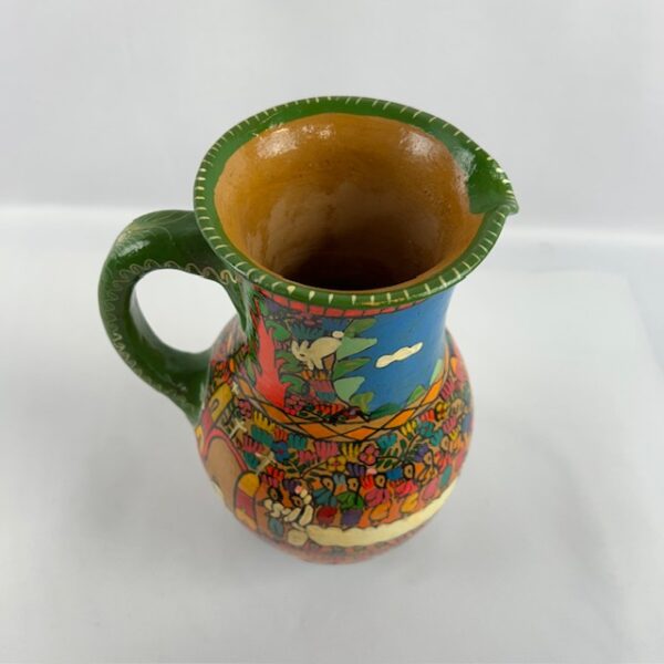 Vibrant Mexican Folk Art Pottery Pitcher