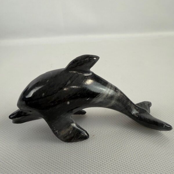 Black Marble Dolphin Figurine