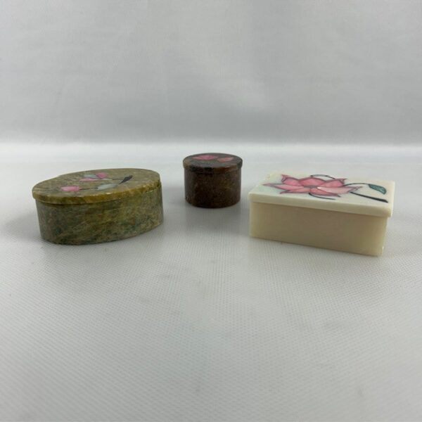 Lot of Three Small Indian Mother Of Pearl Inlay Trinket Boxes