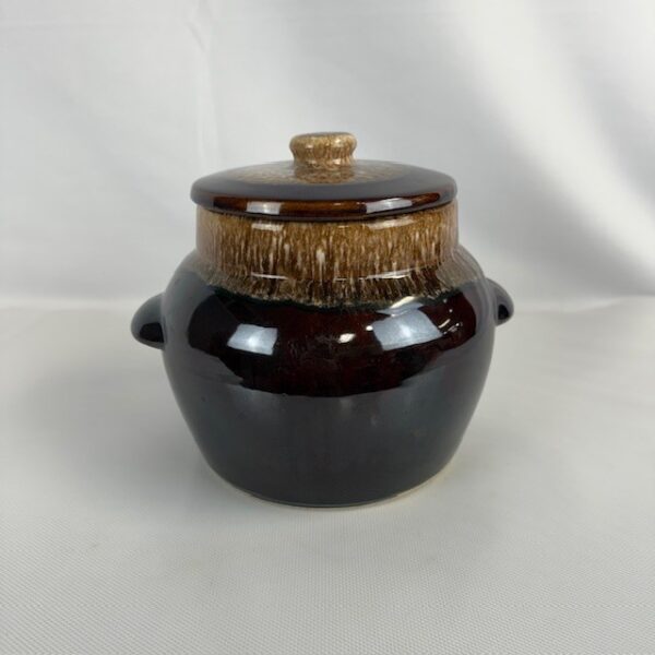 VTG Brown Glazed Bean Pot with Lid