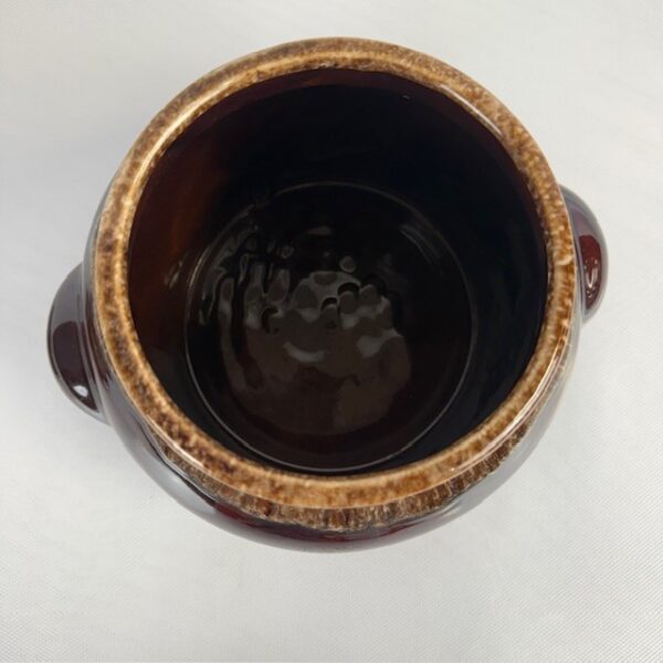 VTG Brown Glazed Bean Pot with Lid