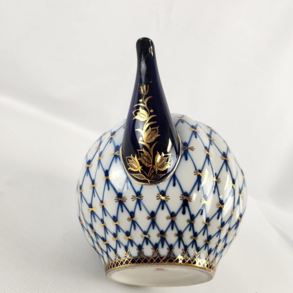 VTG Lomonosov Russian Imperial Porcelain Gold Cobalt Net Teapot