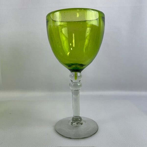 Set of Eight Green Blown Wine Glasses