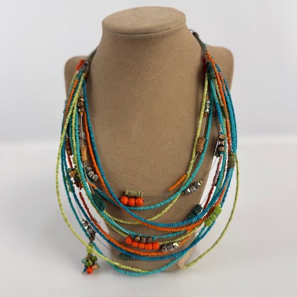 Boho Beaded Wire Necklace & Earrings Set