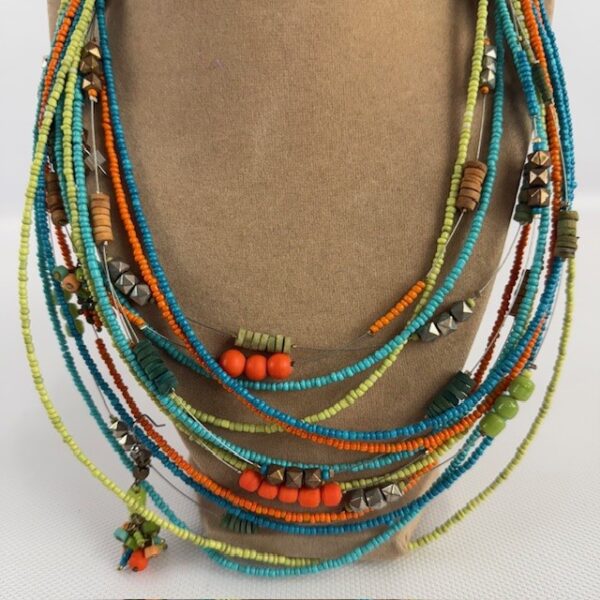 Boho Beaded Wire Necklace & Earrings Set