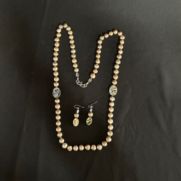 Blushing Bronze Pearl Necklace & Earrings