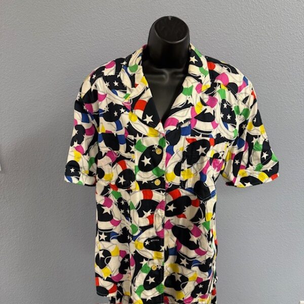 VTG Escada Silk Nautical Pattern Shirt & Skirt Set - Size 42 European