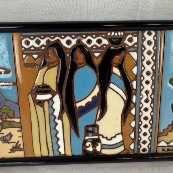 Three Vintage Southwest Tiles in Metal Frame