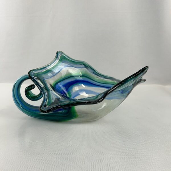 VTG Hand Blown Art Glass Cornucopia Swirl Bowl