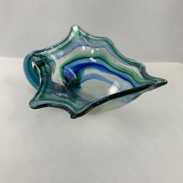 VTG Hand Blown Art Glass Cornucopia Swirl Bowl