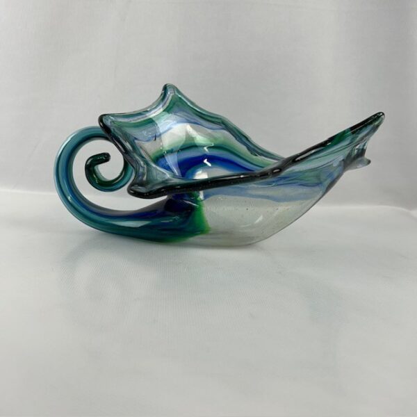 VTG Hand Blown Art Glass Cornucopia Swirl Bowl