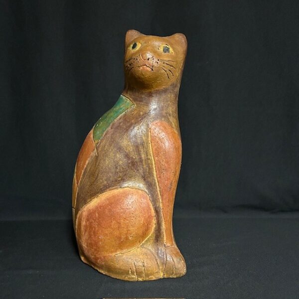 Sitting Cat Clay Figurine