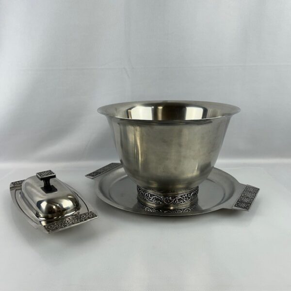 VTG Stanley Roberts Stainless Steel Butter Dish, Tray, And Salad Bowl