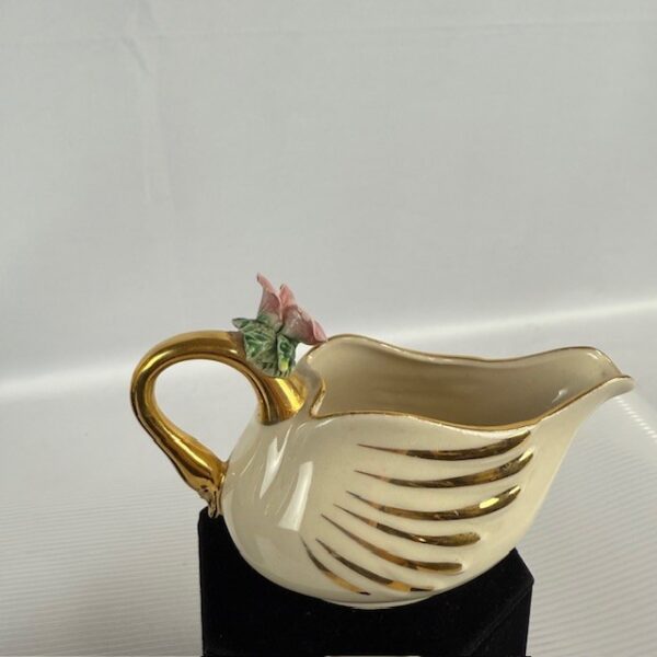 VTG Rochelle Fine China Open Sugar Bowl & Small Creamer Swan Design