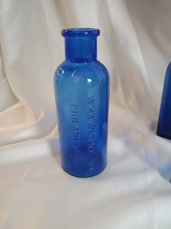 Lot Of 10 Antique Cobalt Apothecary Bottles