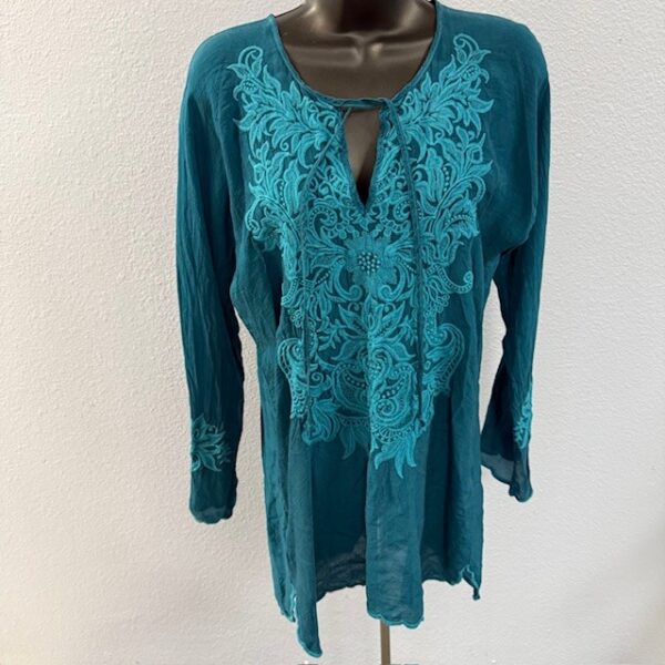 Johnny Was Blue Embroidered Tunic