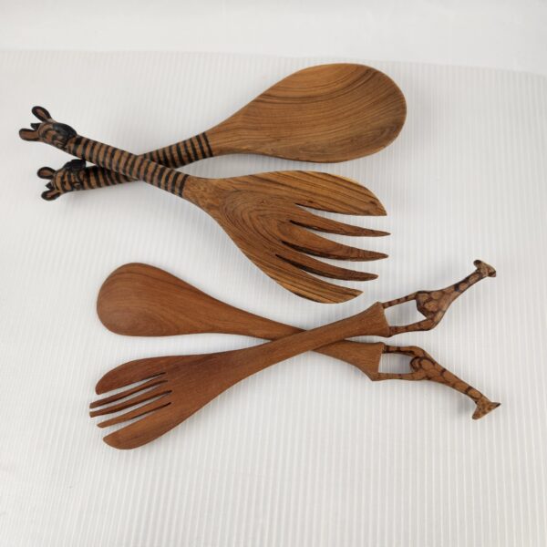 Wooden Safari Animal Serving Utensils