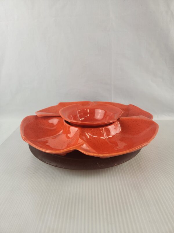 VTG California Pottery MCM 3 Pc Lazy Susan