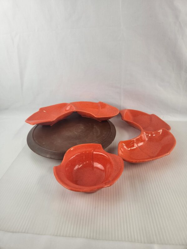 VTG California Pottery MCM 3 Pc Lazy Susan