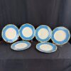 Set of 6 VTG Crescent & Sons Blue Yellow Feather Dishes