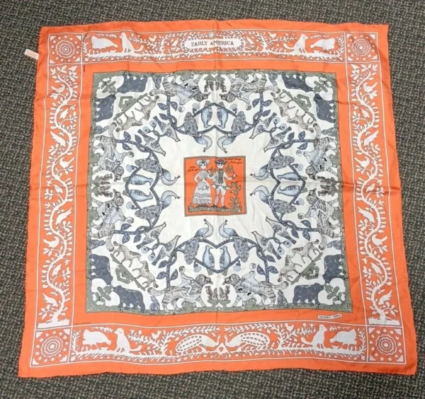 VTG HERMÈS Scarf "Early America" Print