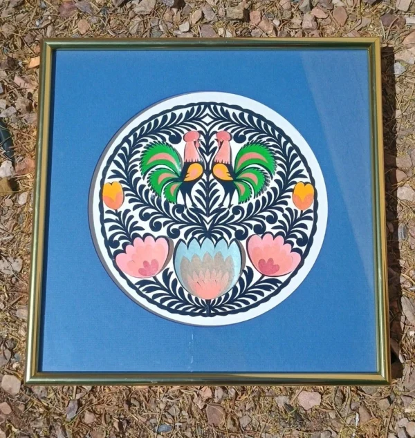 VTG Wycinanki Polish Cut Paper Folk Art