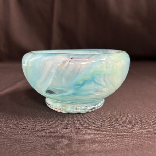 Art Glass Blue Swirl Small Bowl