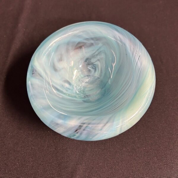 Art Glass Blue Swirl Small Bowl