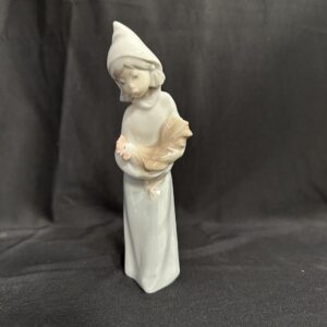 VTG Lladro Girl Holding Rooster